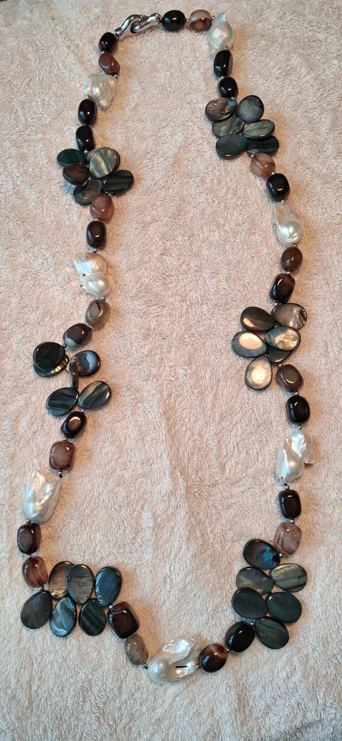 Brand New Pearl and Stone Necklace