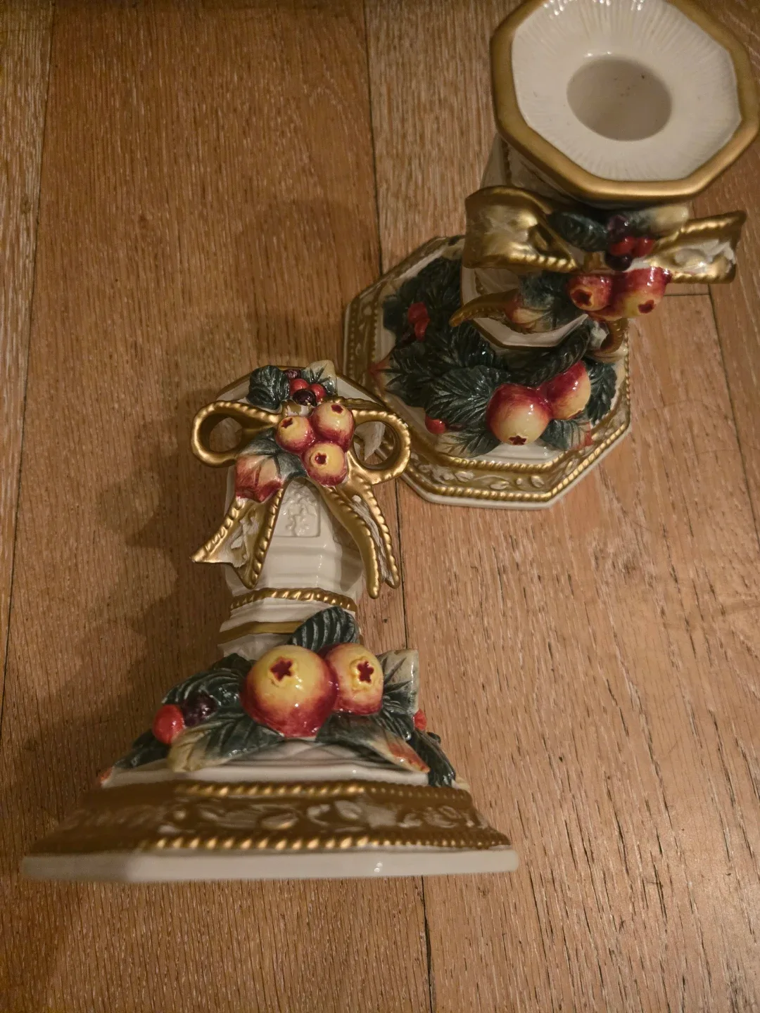 Pair of Decorative Holiday Candle Holders #cleanout