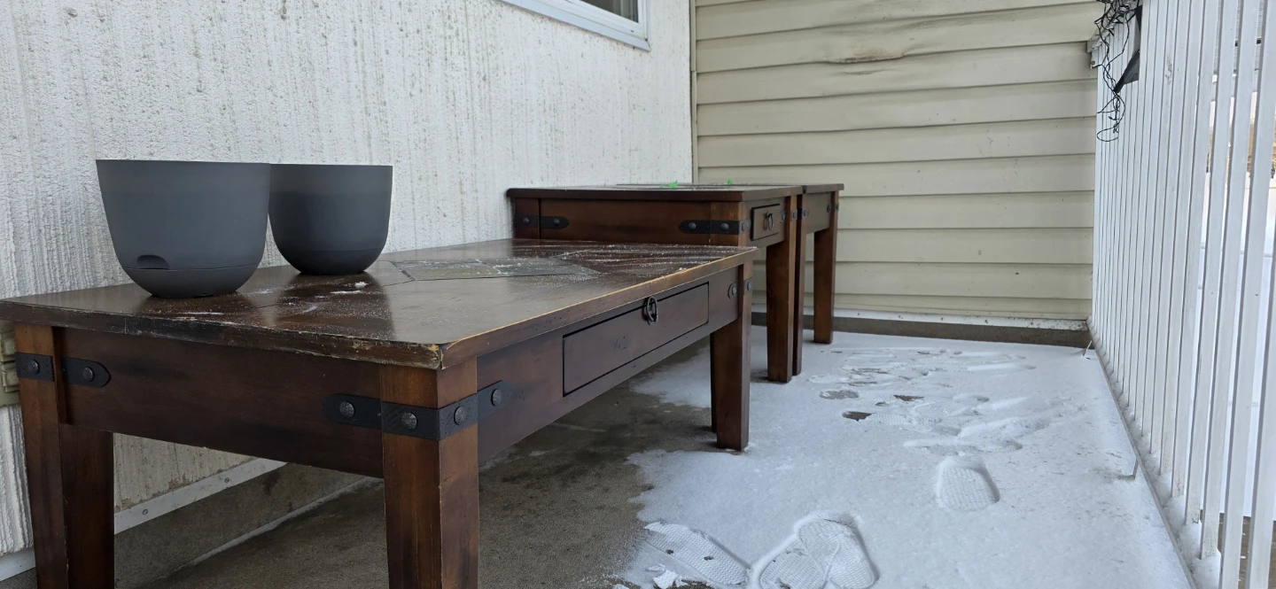 Set: Rustic coffee table and 2 side tables
