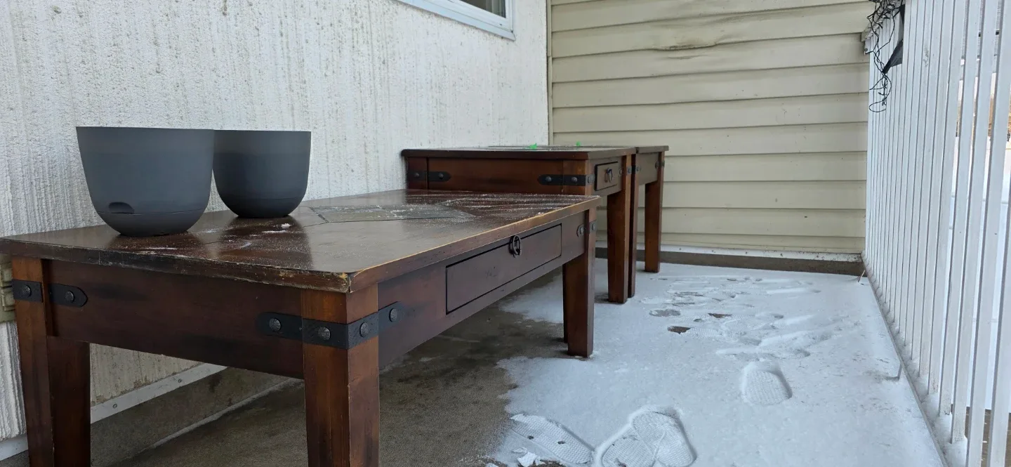 Set: Rustic coffee table and 2 side tables