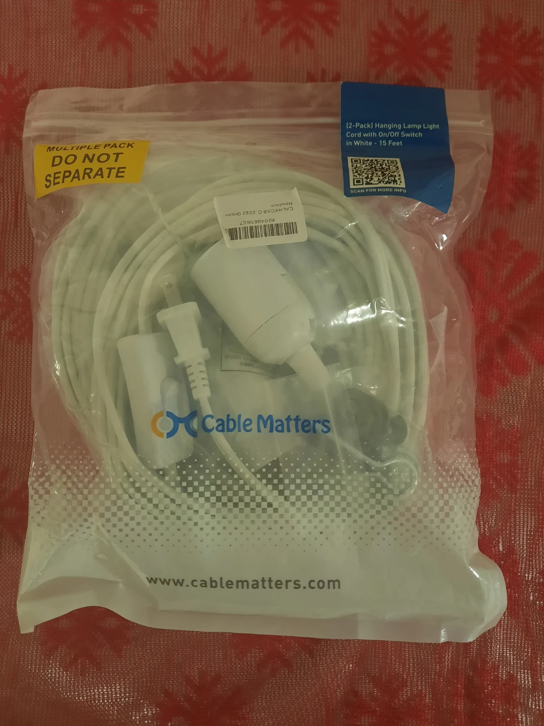 Cable Matters Hanging Lamp Light Cord - NEW