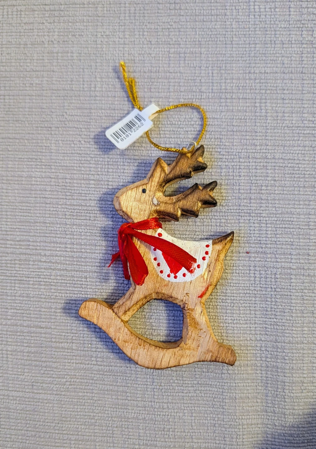Brand New with Tags Wooden Rocking Reindeer Ornament