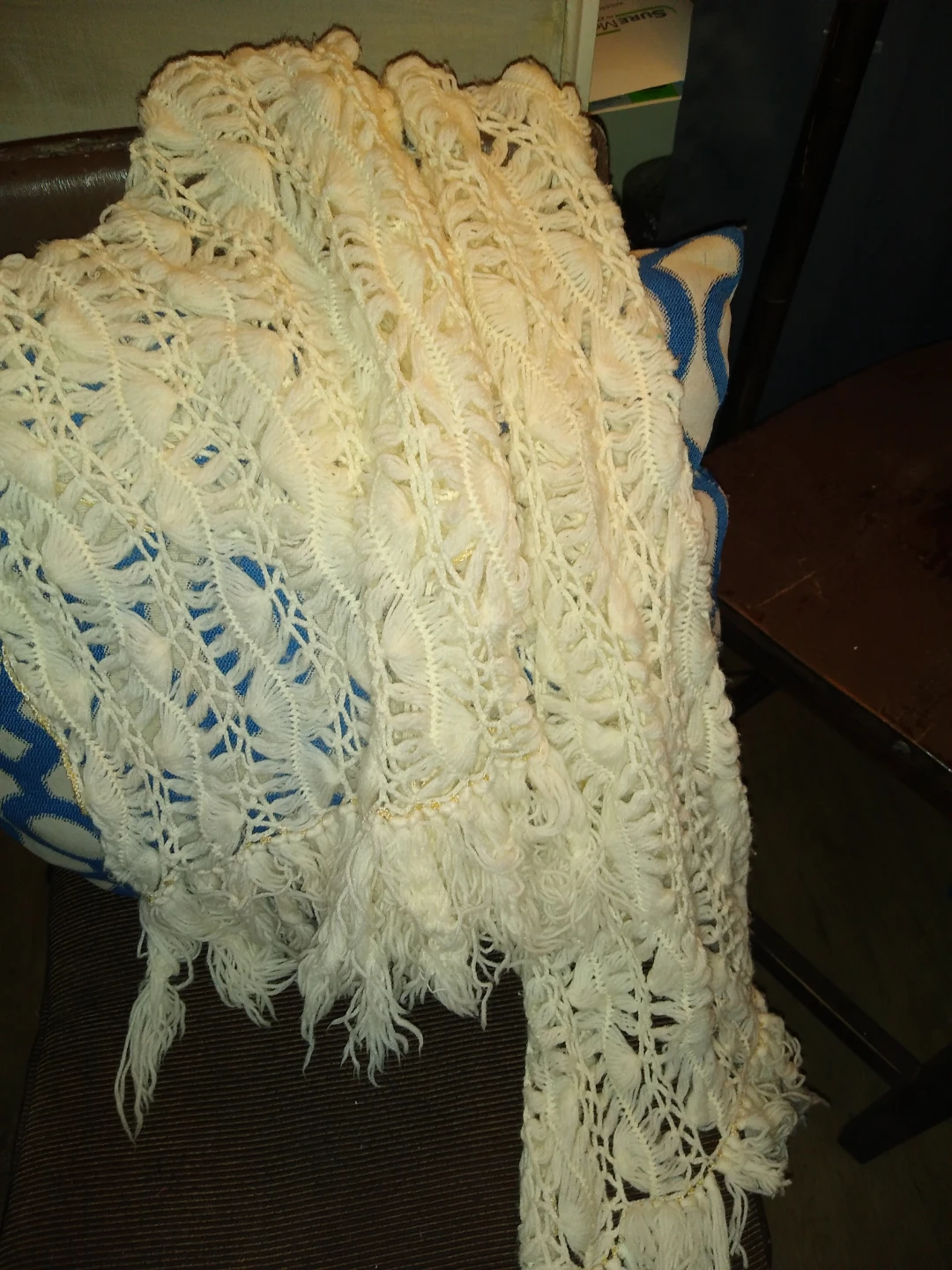 Beautiful hand crocheted white scarf