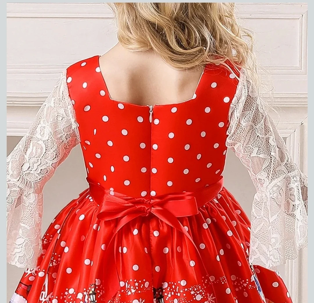 Girl's Christmas Dress with Santa Print - photo 3