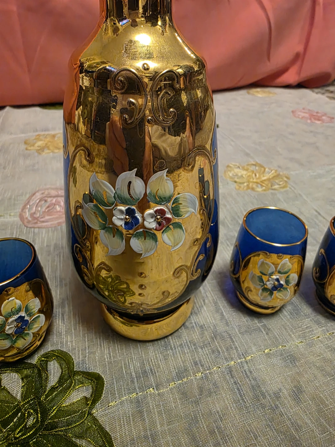 Vintage Gold & Blue Decanter Set - photo 3