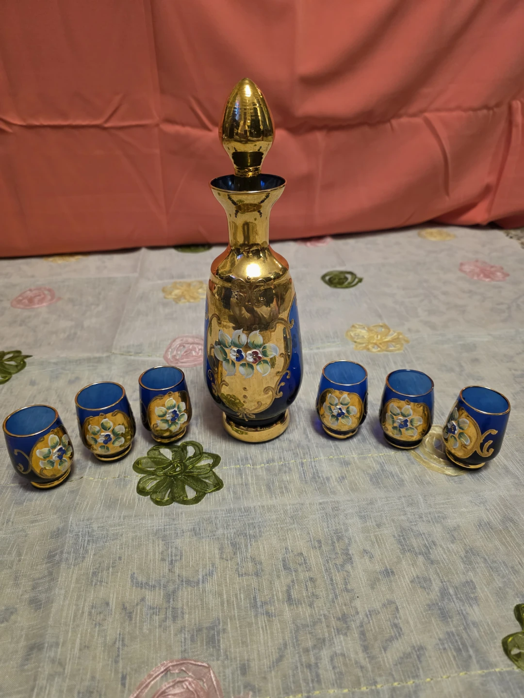 Vintage Gold & Blue Decanter Set - photo 4