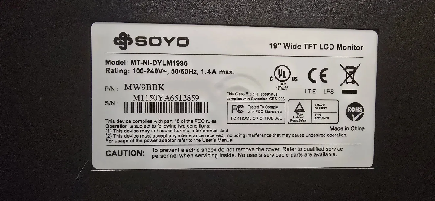 Soyo 19" Wide TFT LCD Monitor With Built-in Speakers! image indicator(5)