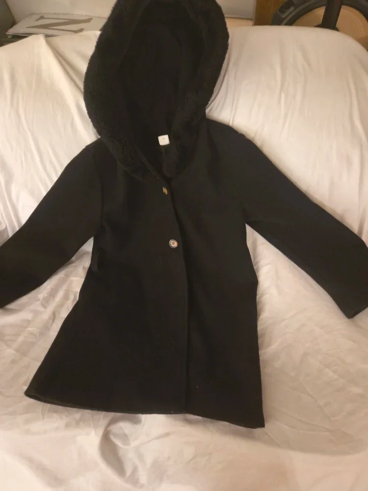 Black hooded coat - size 4