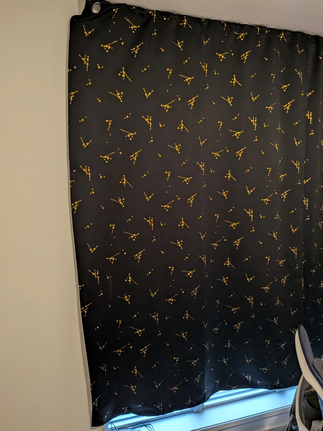 Blackout Curtain - Black with Gold Constellation Print - photo 2