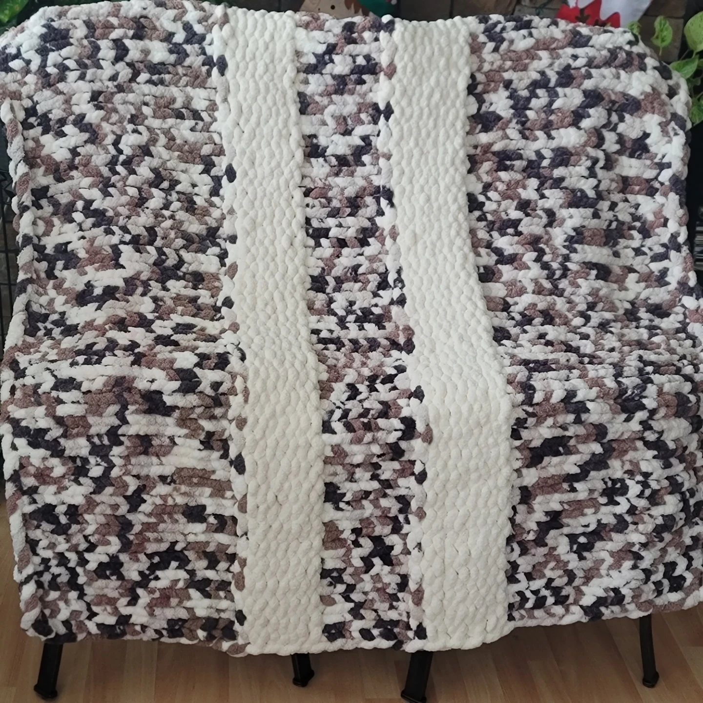 Handmade Multicolor Chunky Crochet Blanket 50" × 60"