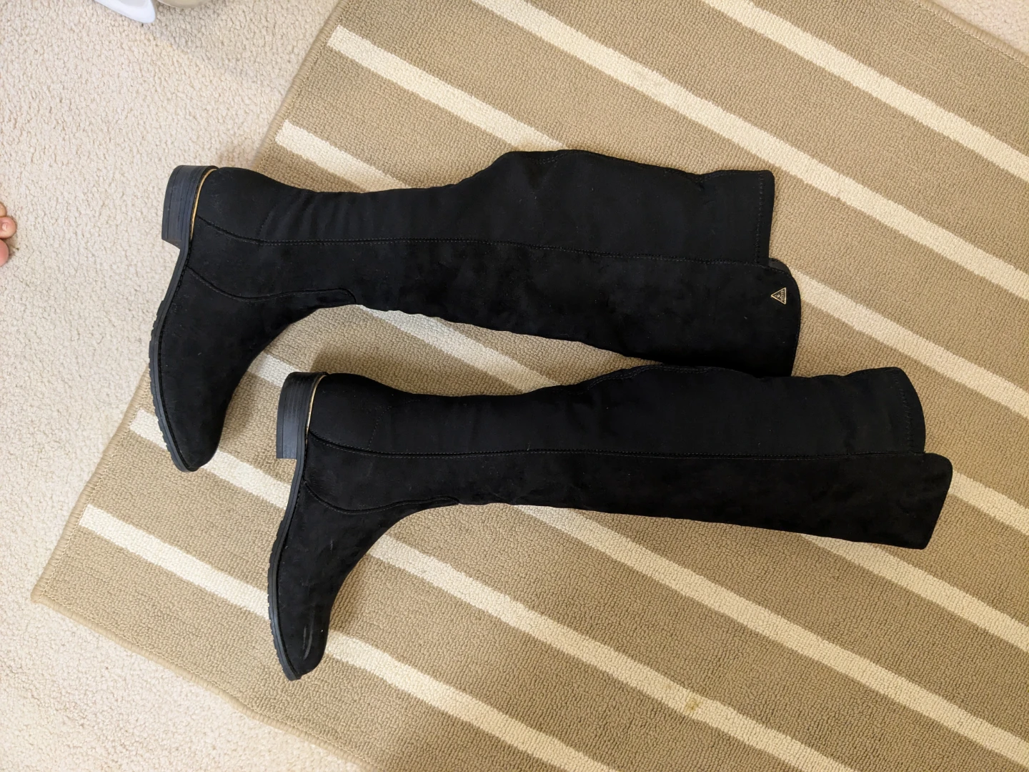 Guess Black Suede (with gold trim) Over-the-Knee Boots - photo 3