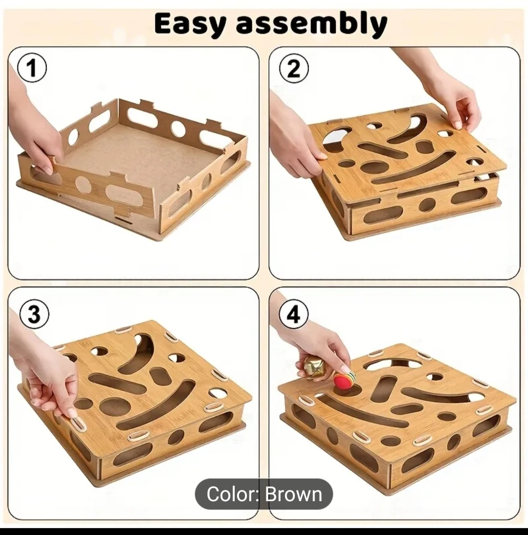 Wooden Interactive Cat Toy with Bell - photo 4