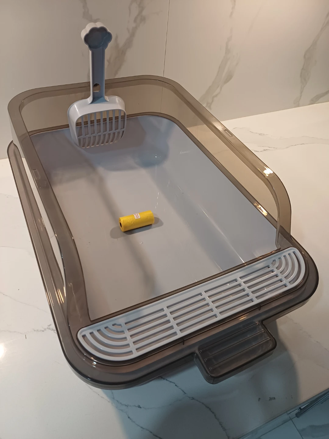 Grey Cat Litter Box with Scoop