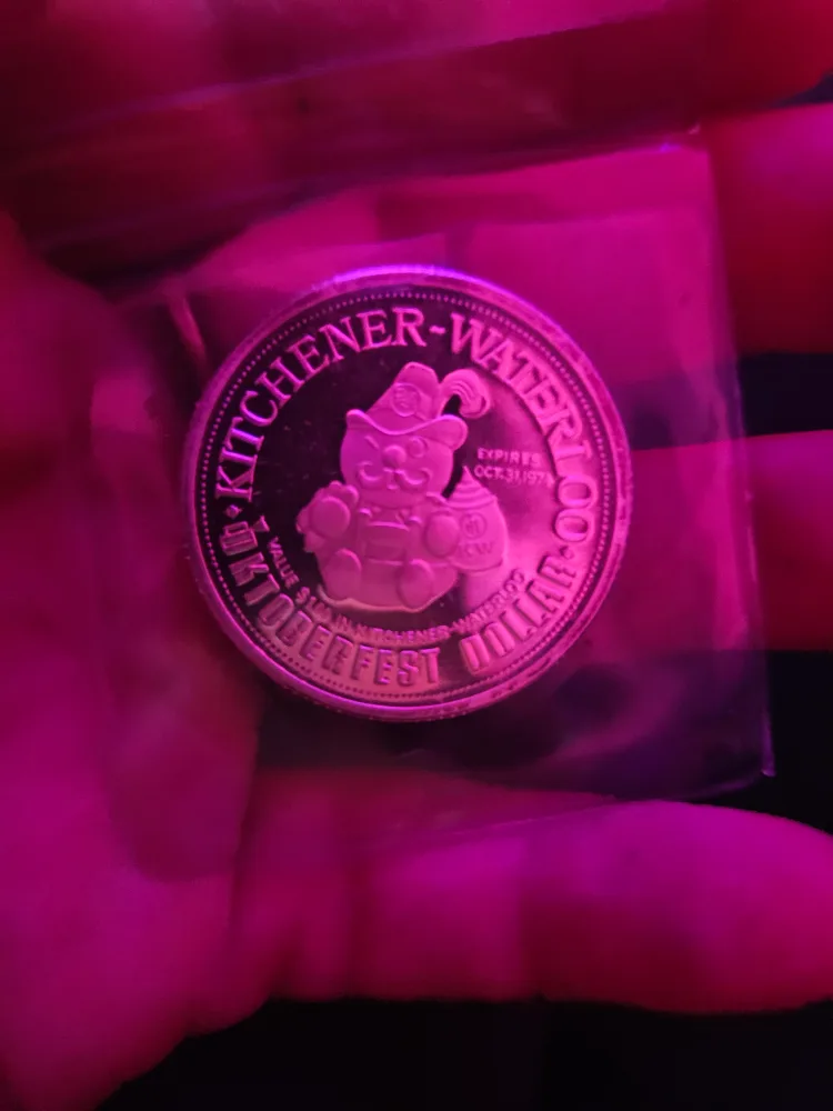 .999 silver Kitchener-Waterloo Oktoberfest Dollar - Oct 1974