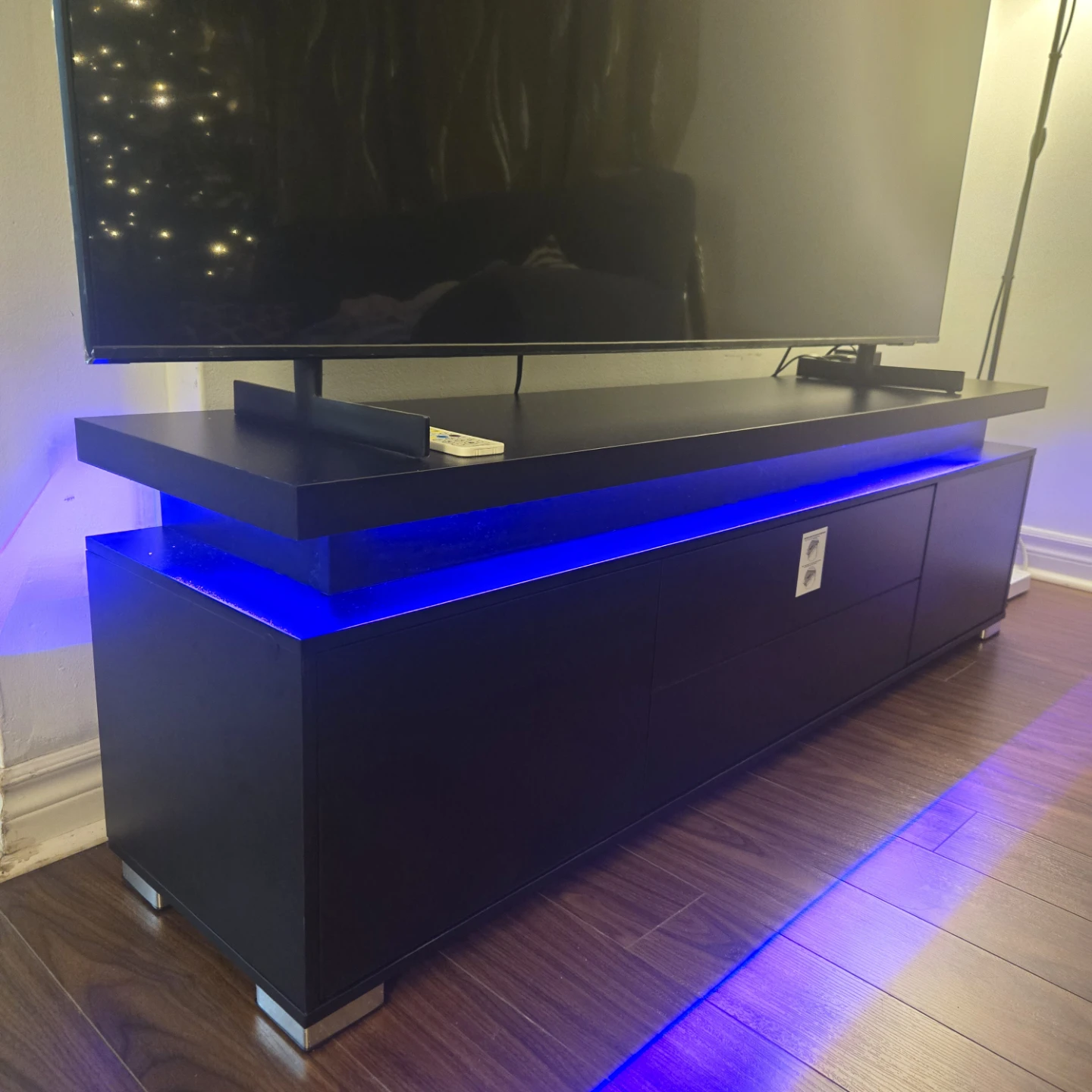 Rolanstar TV Stand with LED Lights - Black - photo 2