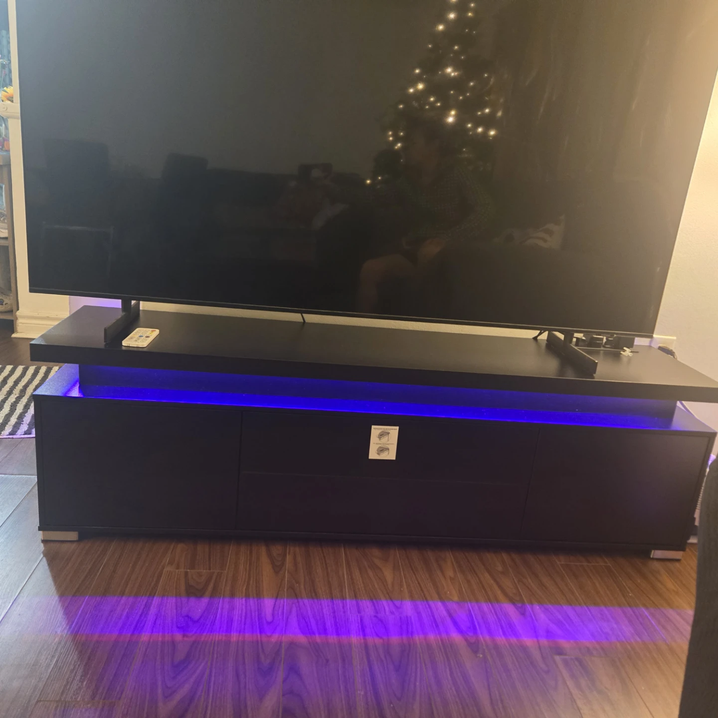Rolanstar TV Stand with LED Lights - Black - photo 4