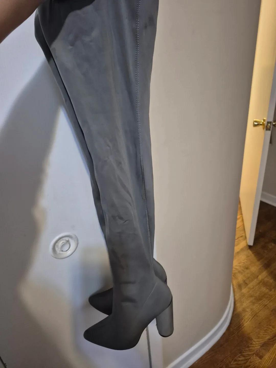 Grey Thigh High Boots