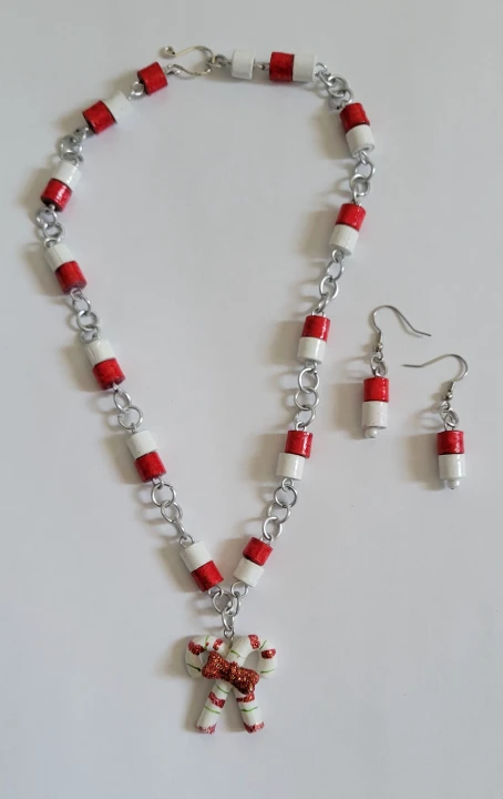 Candy Cane Necklace & Earring Set