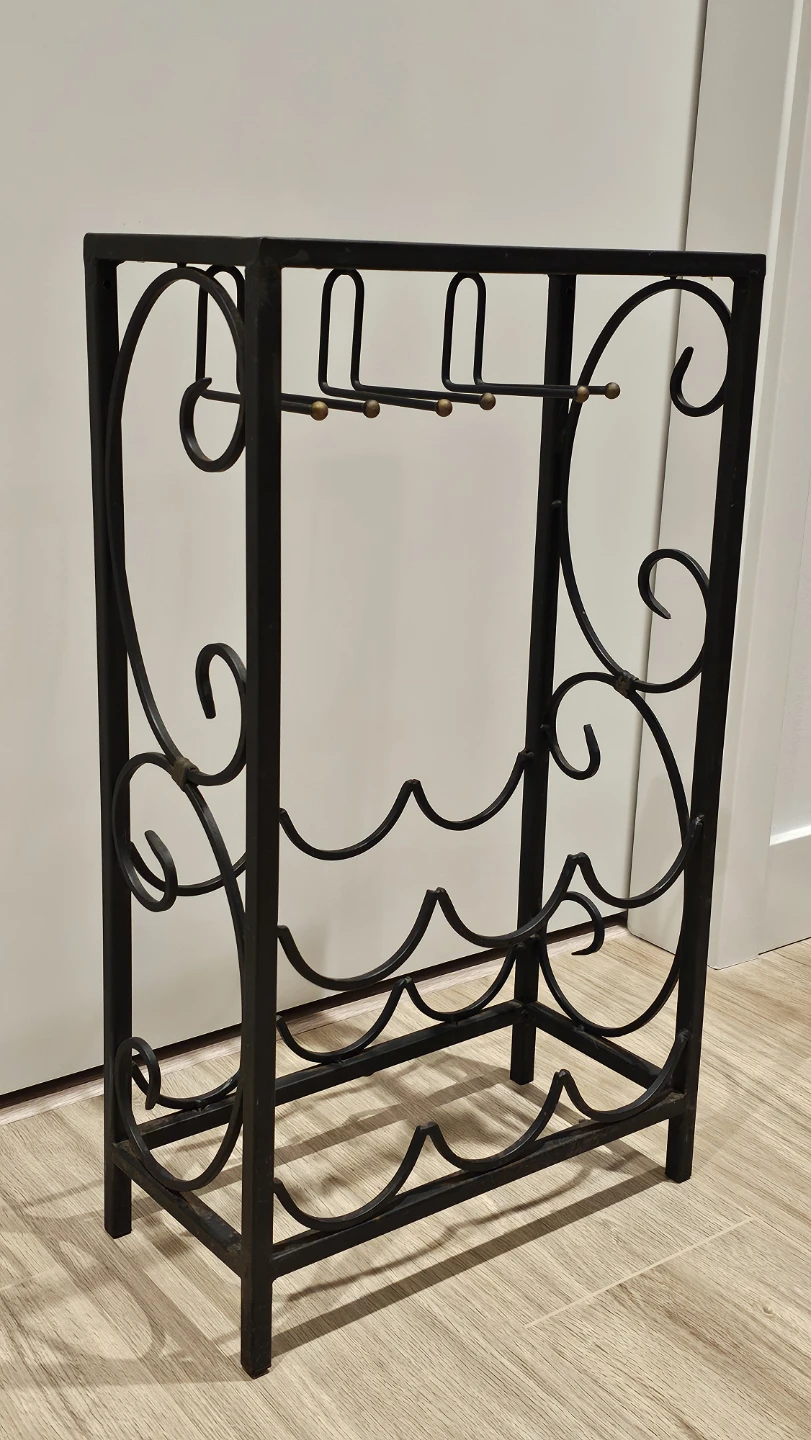 Black Metal Wine Rack with Glass Top - photo 4