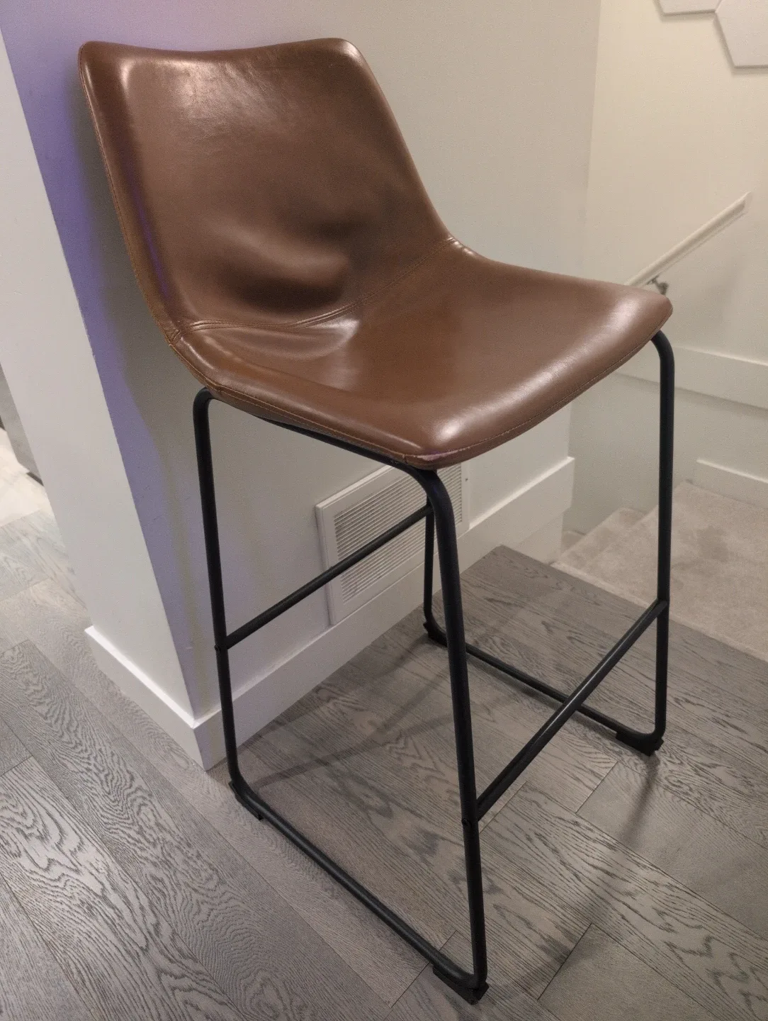 Set of 2 Brown Faux Leather Bar Stools