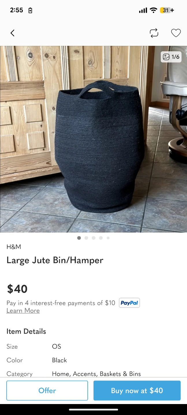 H&M Large Jute Bin/Hamper - Black - photo 2