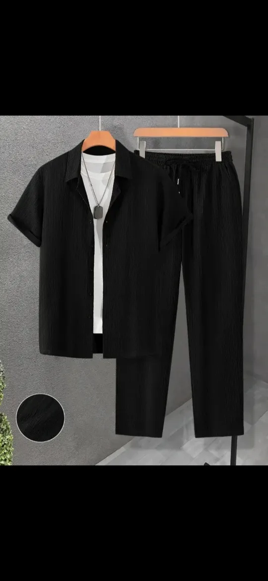 Plissé Shirt & Pants Set