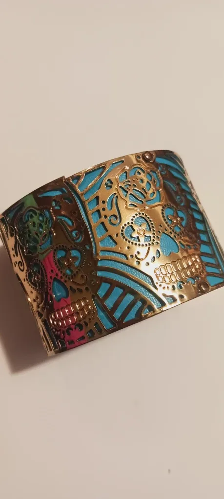 SALE $5! Betsey Johnson SIgned Cuff Bracelet w/ Skull Design image indicator(3)