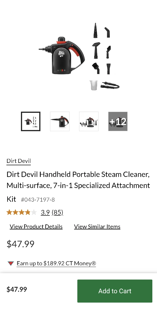 New Dirt Devil Portable Steam Cleaner,