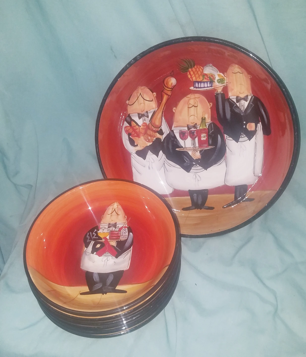 7 Pc Certified International "Dinner Is Served"  Pasta Bowl Set - photo 5