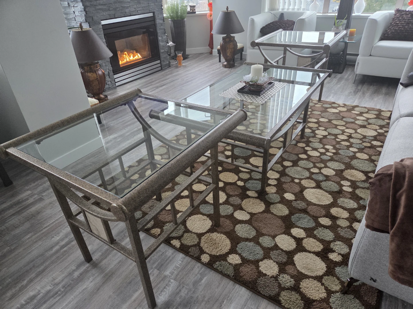 Glass Top Coffee Table and End Table Set - photo 4