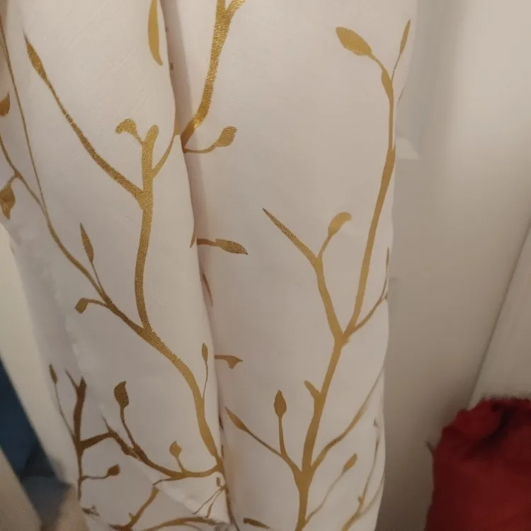 Fabric White & Gold Branch Pattern Shower  Curtain