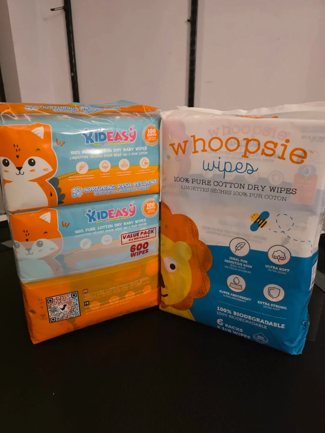 Kideasy & Whoopsie Baby Wipes - 600 Count Each