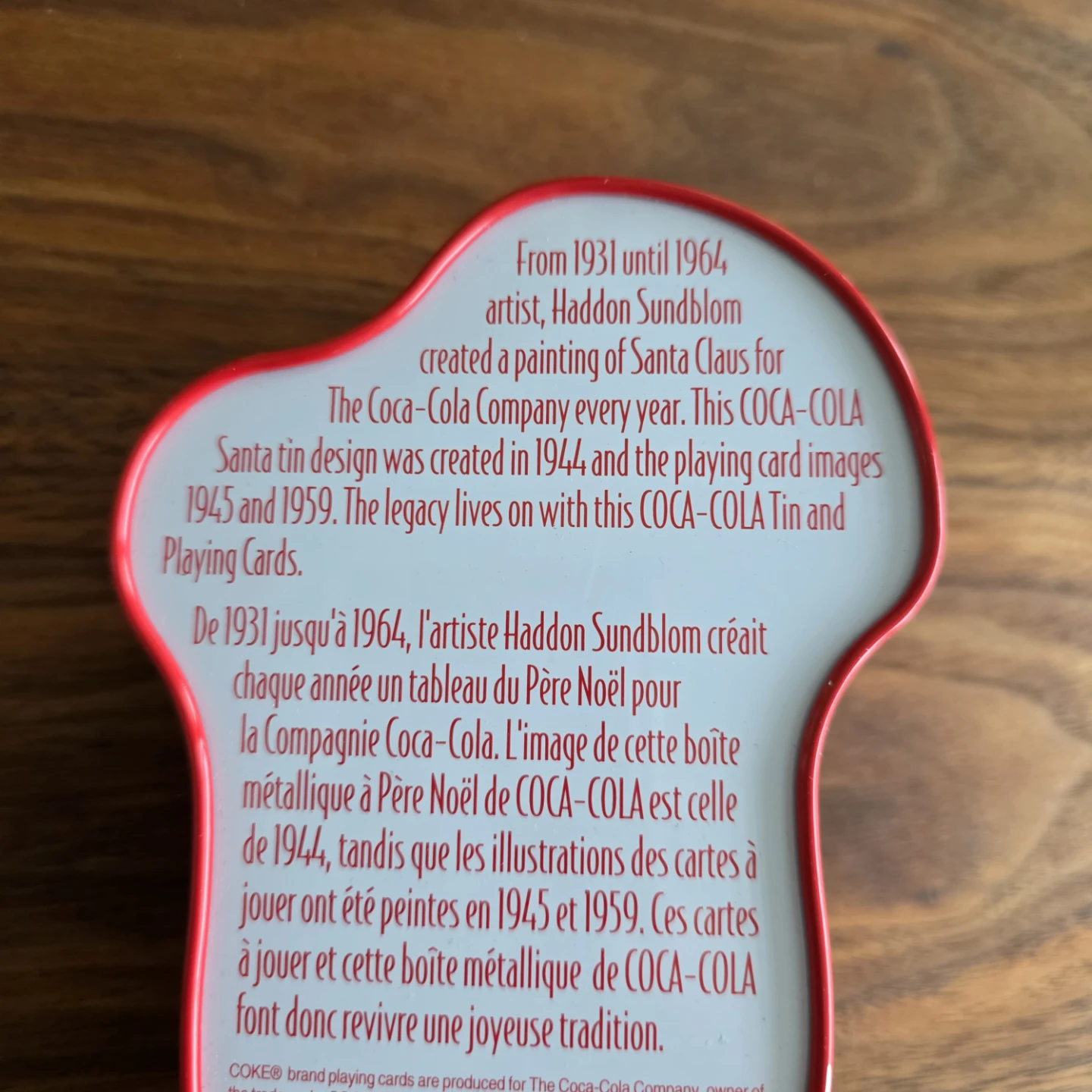 Coca Cola Santa Tin with 2 Decks of Playing Cards - photo 3
