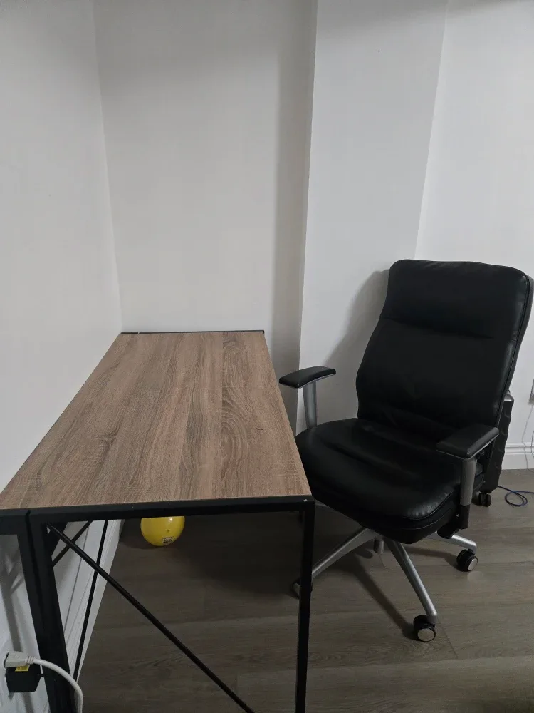 Office Desk and Black Office Chair