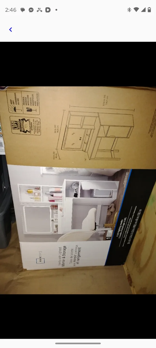 Mainstays Vanity with Lighted Mirror & Storage