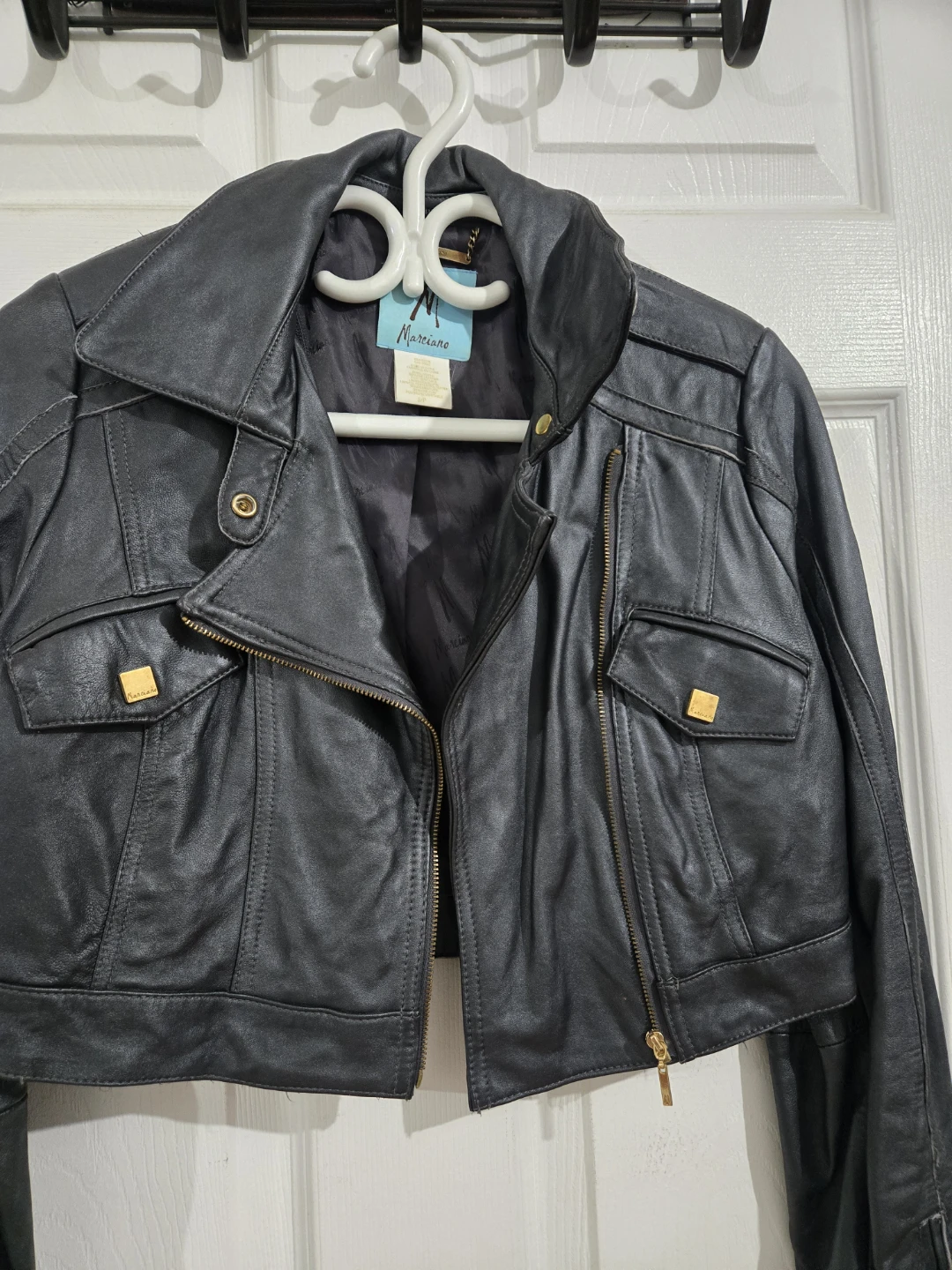 Marciano Black Leather Jacket, Size S