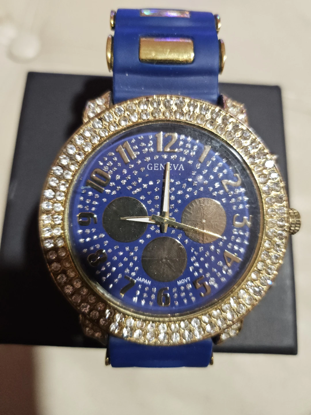 Geneva Blue & Gold Rhinestone Watch - photo 2