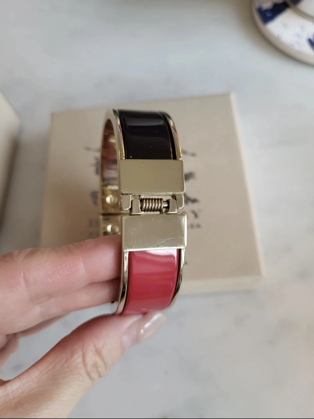 Authentic Burberry Two-Toned Bangle Cuff Bracelet - photo 2
