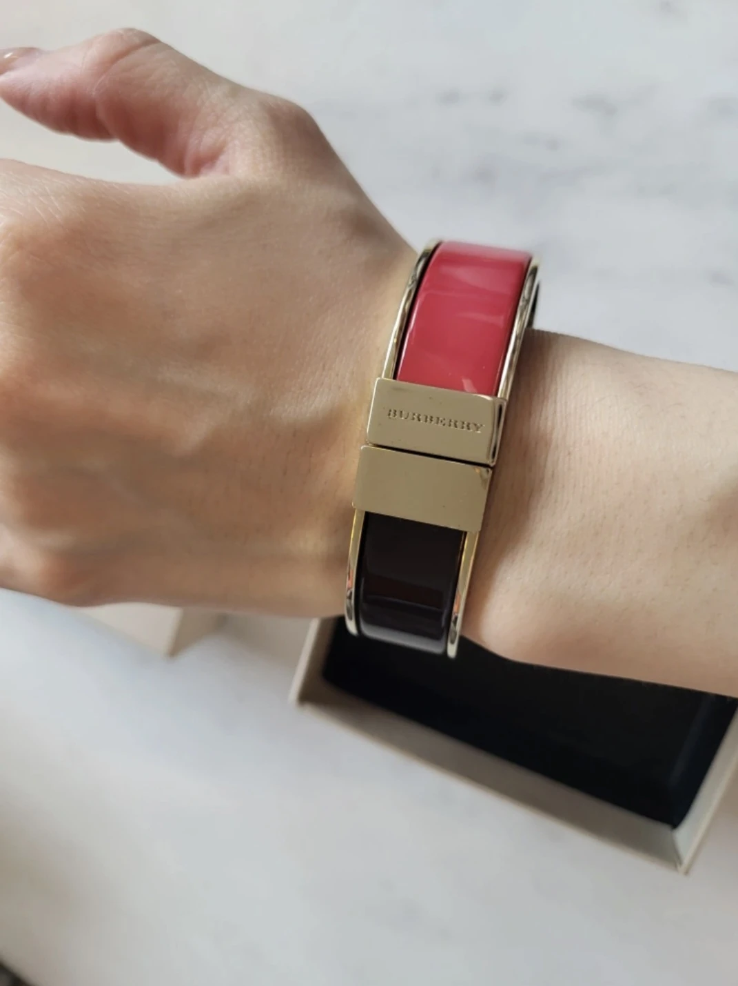 Authentic Burberry Two-Toned Bangle Cuff Bracelet - photo 3