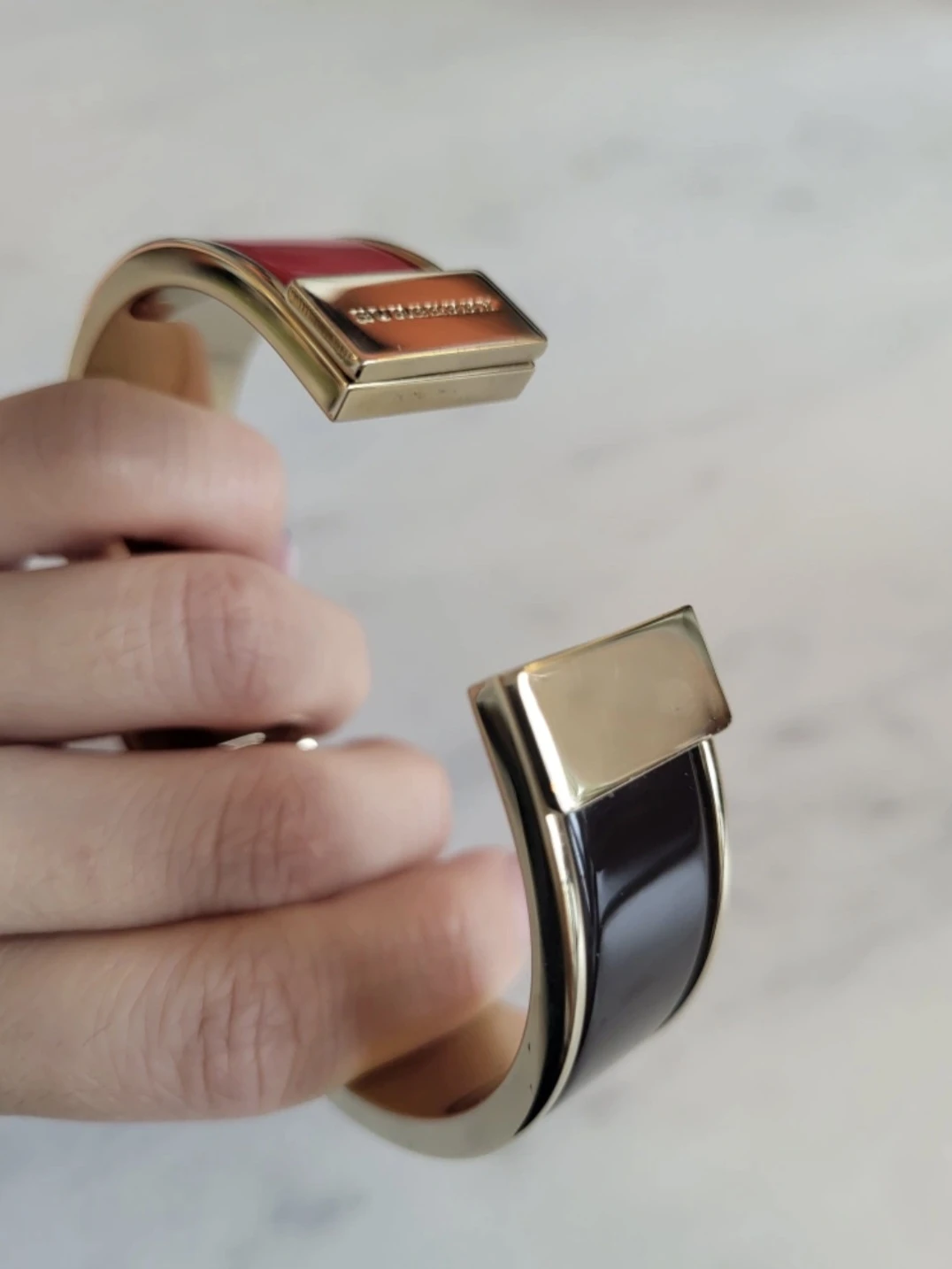 Authentic Burberry Two-Toned Bangle Cuff Bracelet - photo 5