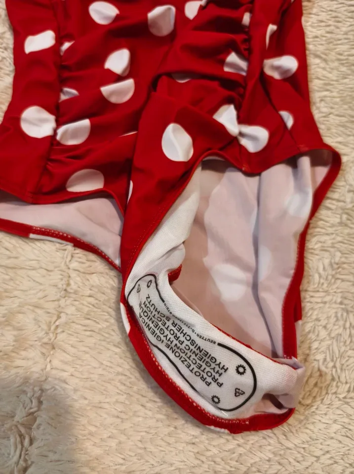 Red & White Polka Dot One Piece Swimsuit - Size M image indicator(2)