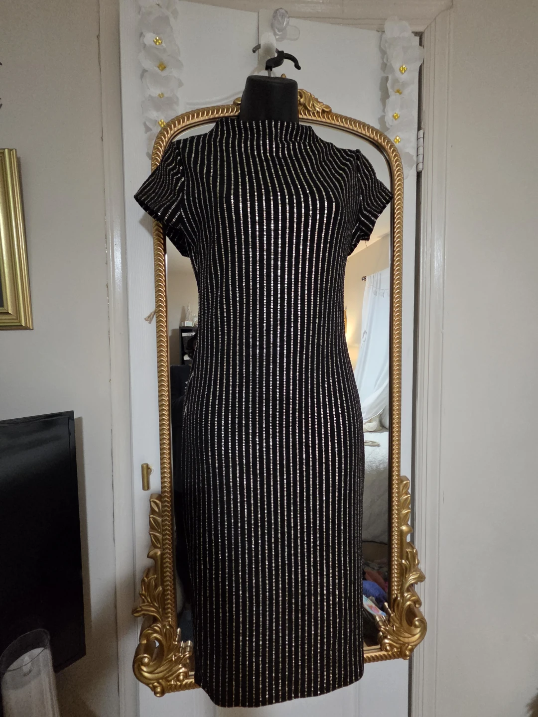 Black & Silver Striped Dress