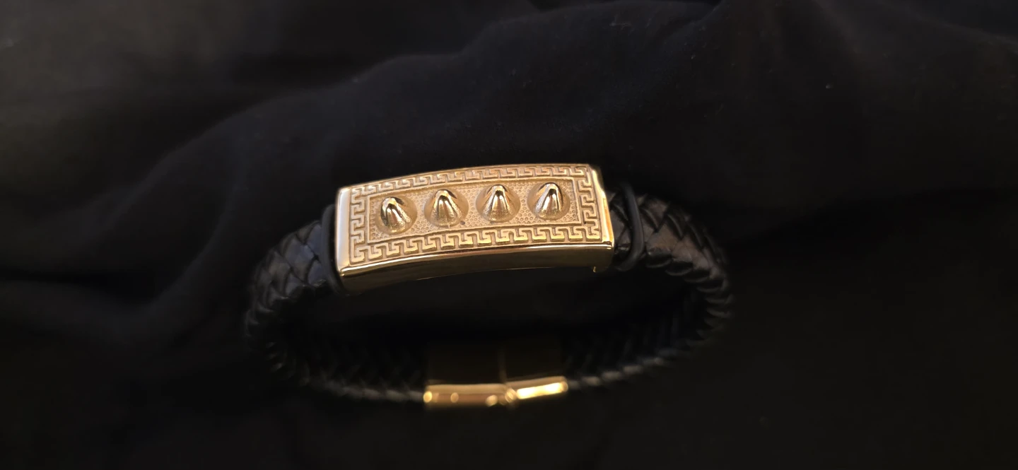 Braided Leather Bracelet with Gold Accent - photo 2