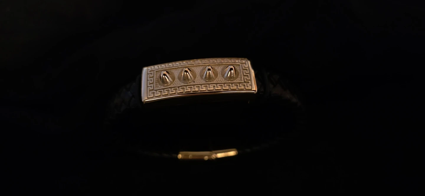 Braided Leather Bracelet with Gold Accent - photo 3