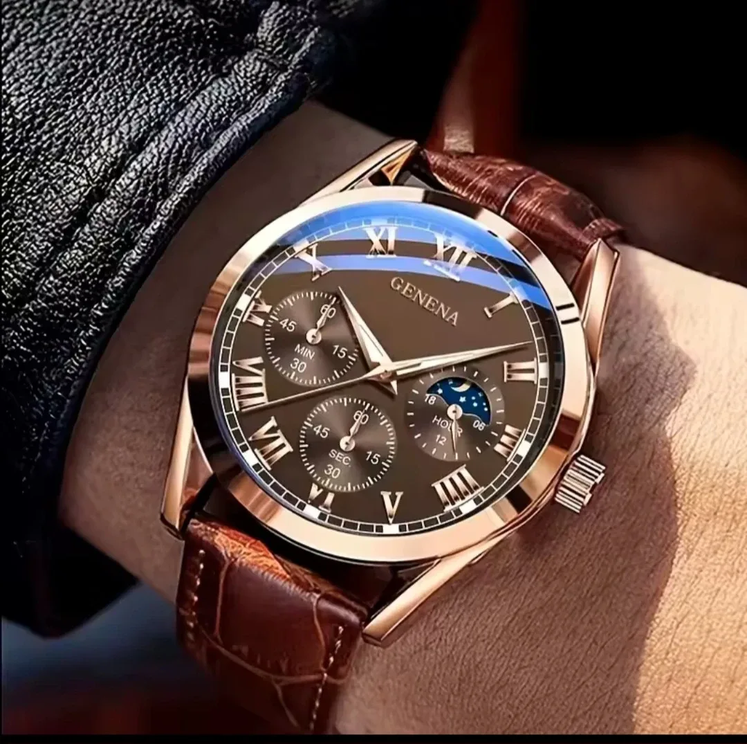 GENEVA Brown Leather Watch