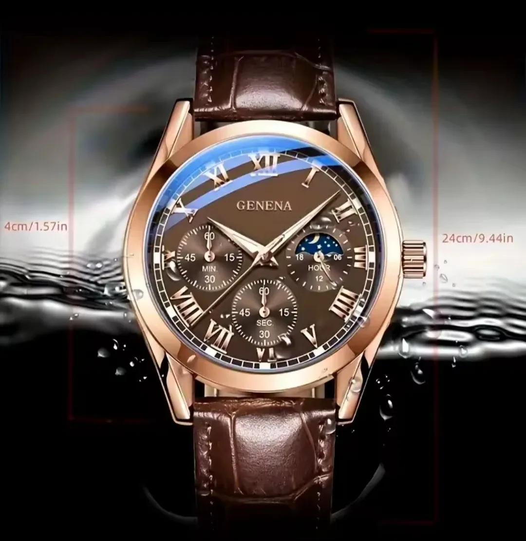 GENEVA Brown Leather Watch image indicator(3)