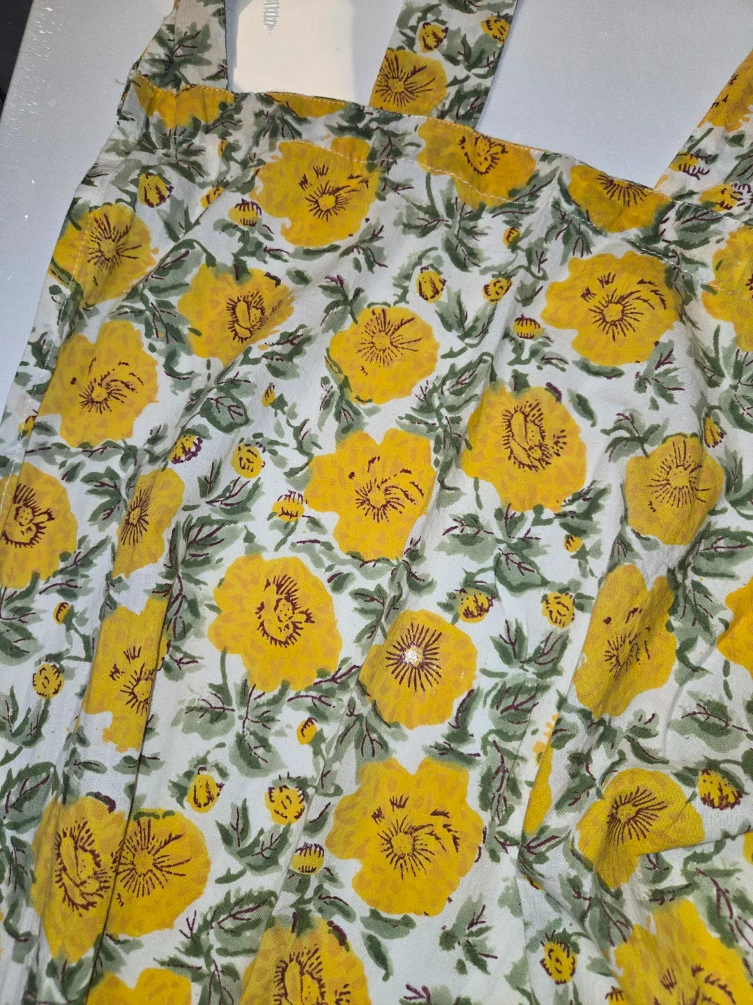 Yellow Floral Cotton Curtains 85x85 inch image indicator(2)
