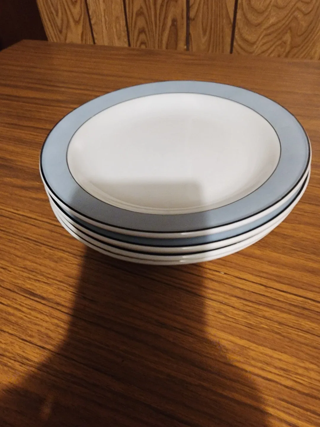Set of 4 White and Blue Plates