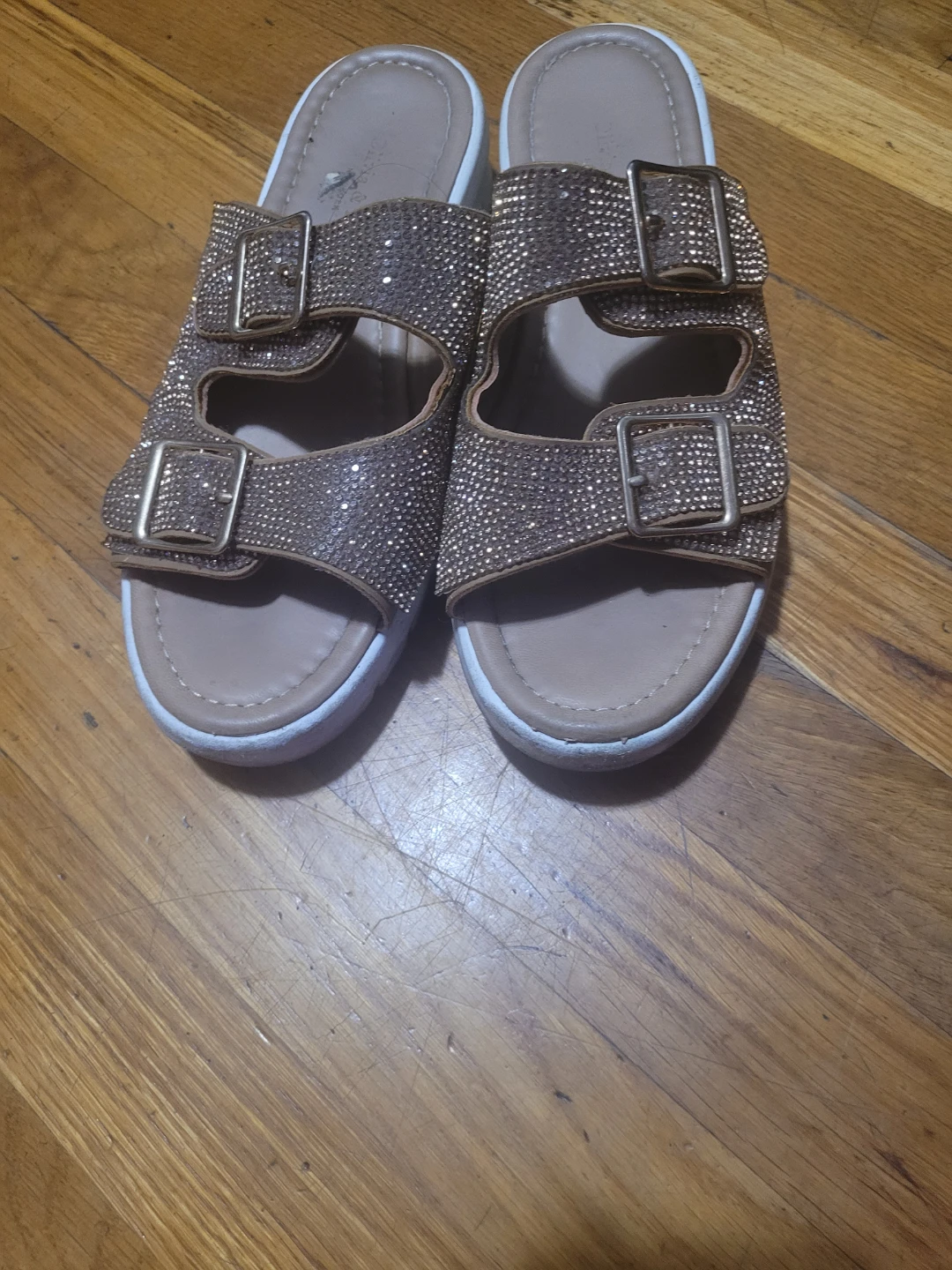 Rhinestone Embellished Platform Sandals