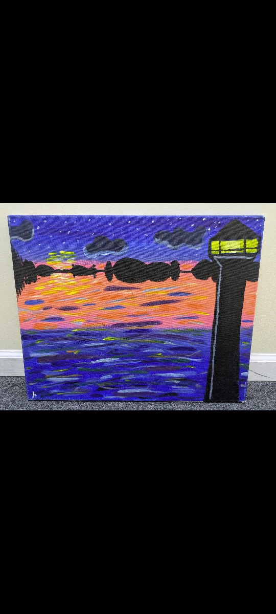 Lighthouse on the lake painting